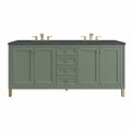 James Martin Vanities Chicago 72in Double Vanity, Smokey Celadon w/ 3 CM Charcoal Soapstone Top 305-V72-SC-3CSP